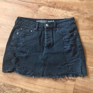 Black denim american eagle skirt